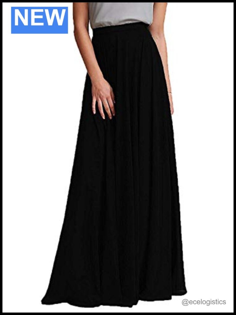 Chiffon Maxi Skirt Long Floor Length High Waist Elastic Women's